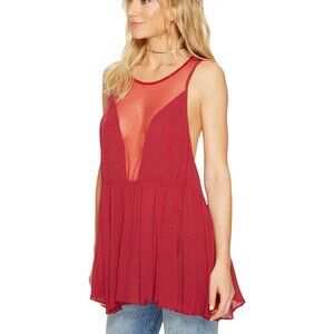 Free People Intimately, Black Marble Illusion Tank Top, Raspberry, Size XS, NWT